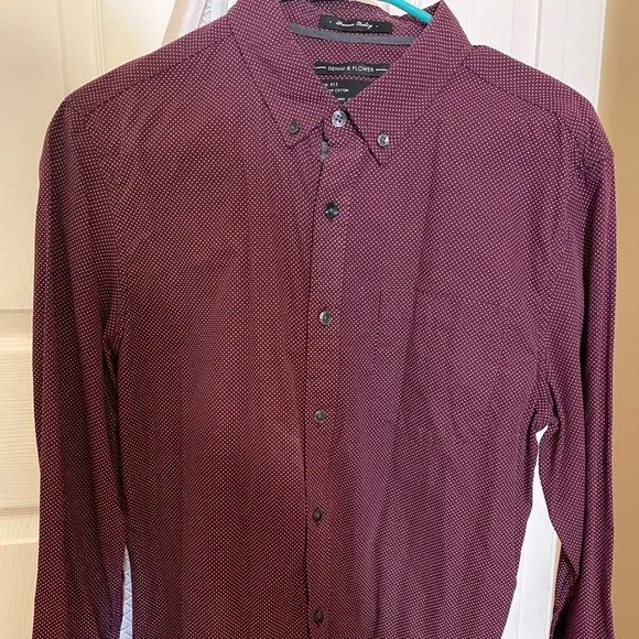 mens burgundy polka dot dress shirt Men's Cinch Burgundy Polka Dot Long Sleeve Shirt
